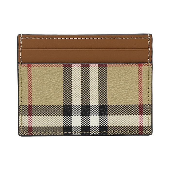 Burberry Check Leather Card Wallet Archive Beige Brown 8070418