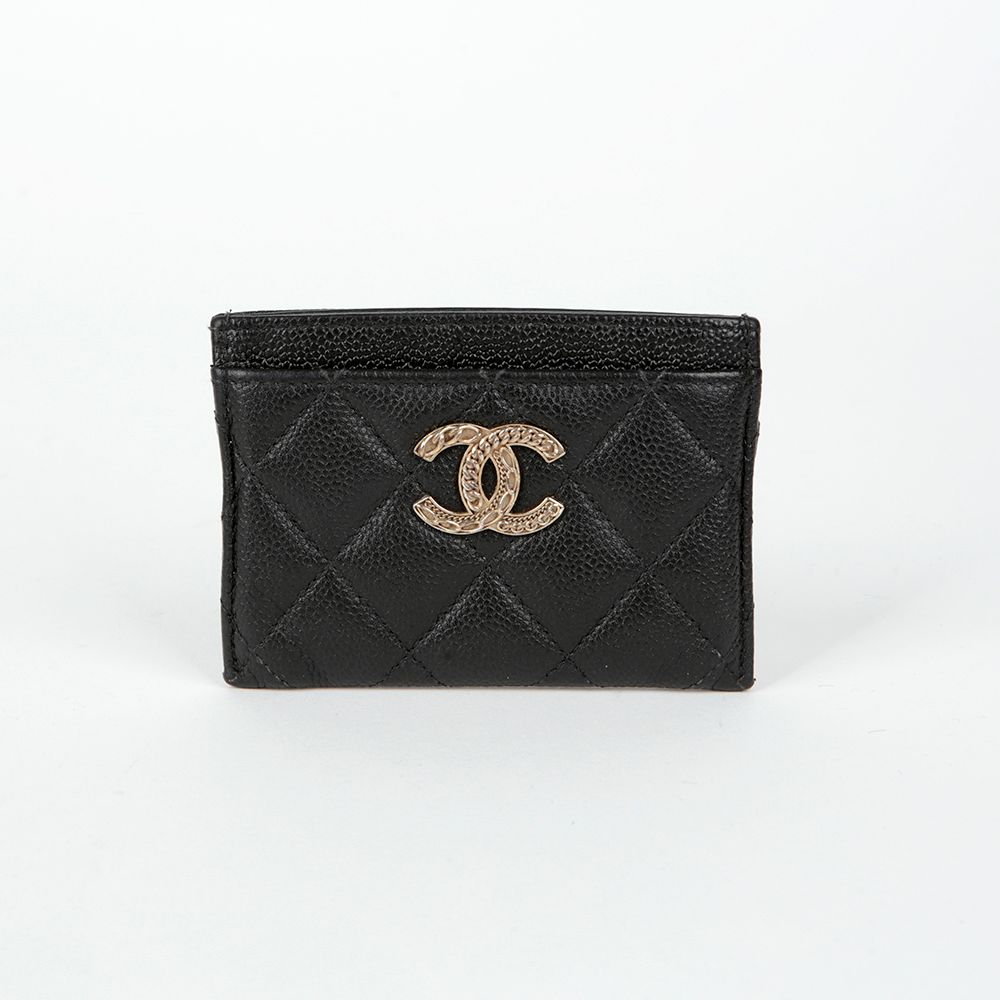 CHANEL Caviar Skin CC Logo Card Wallet - AP3048