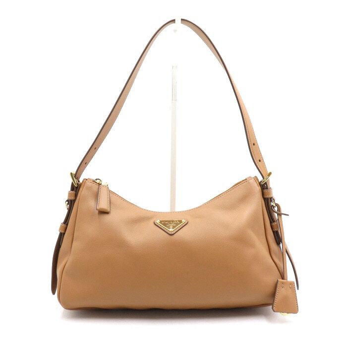 Prada Brown Leather Shoulder Bag with Hobo Bag 1BC229