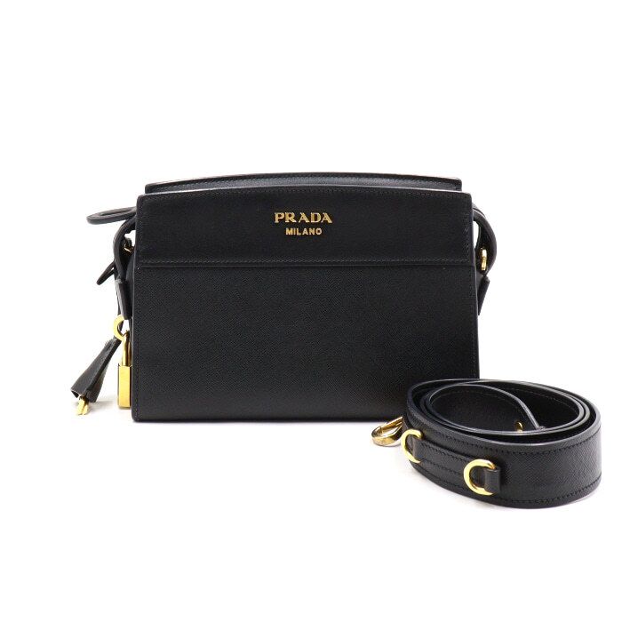 Prada City Mini Shoulder Bag with Crossbody Strap 1BH043 Black
