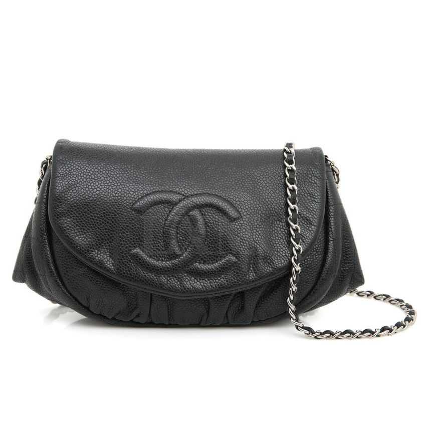 CHANEL Caviar Chain Mini Cross WOC Half Moon CC Logo Chain Bag SKU123456