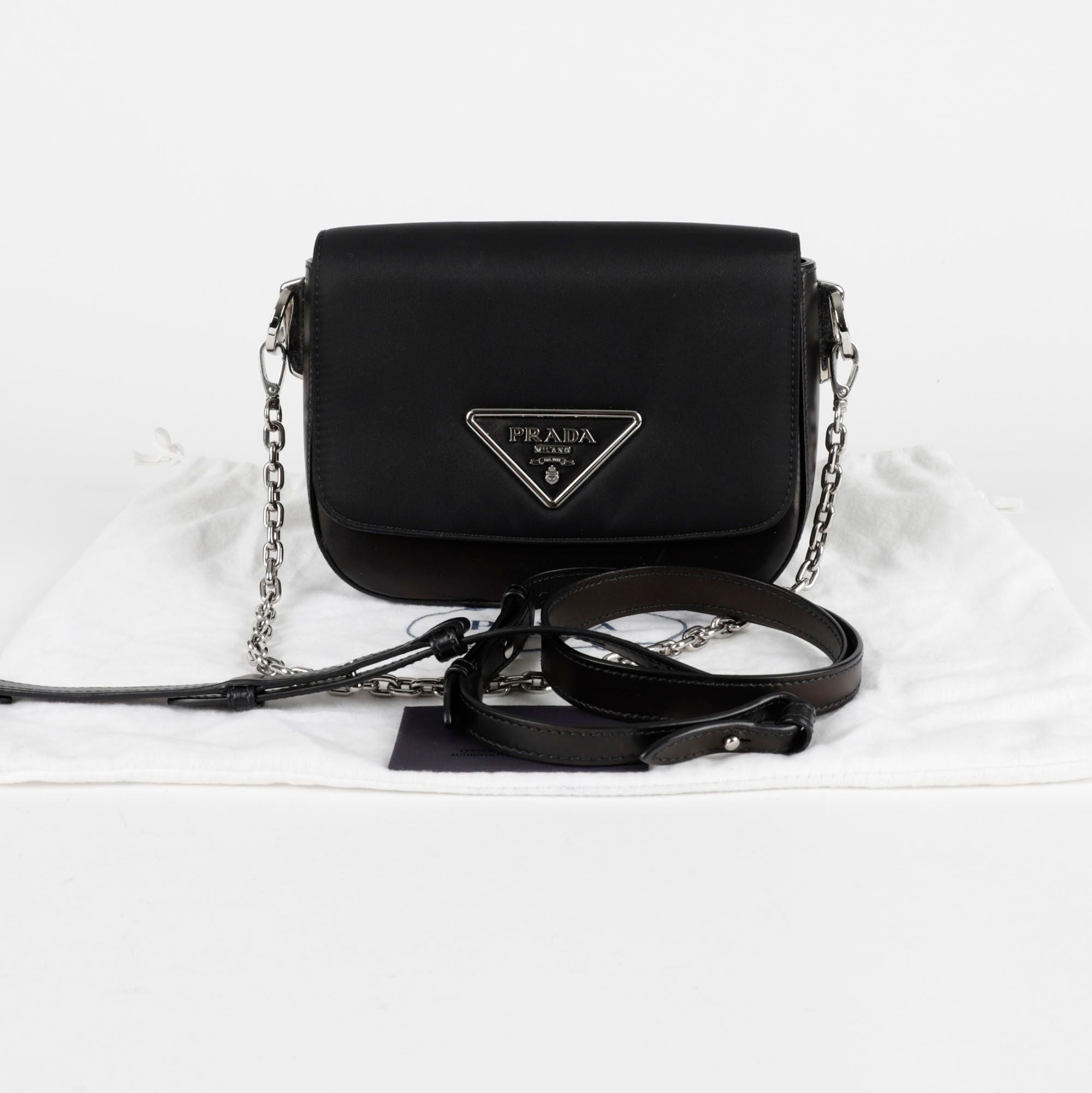 Prada Triangle Logo Chain Shoulder Crossbody Bag 1BD263