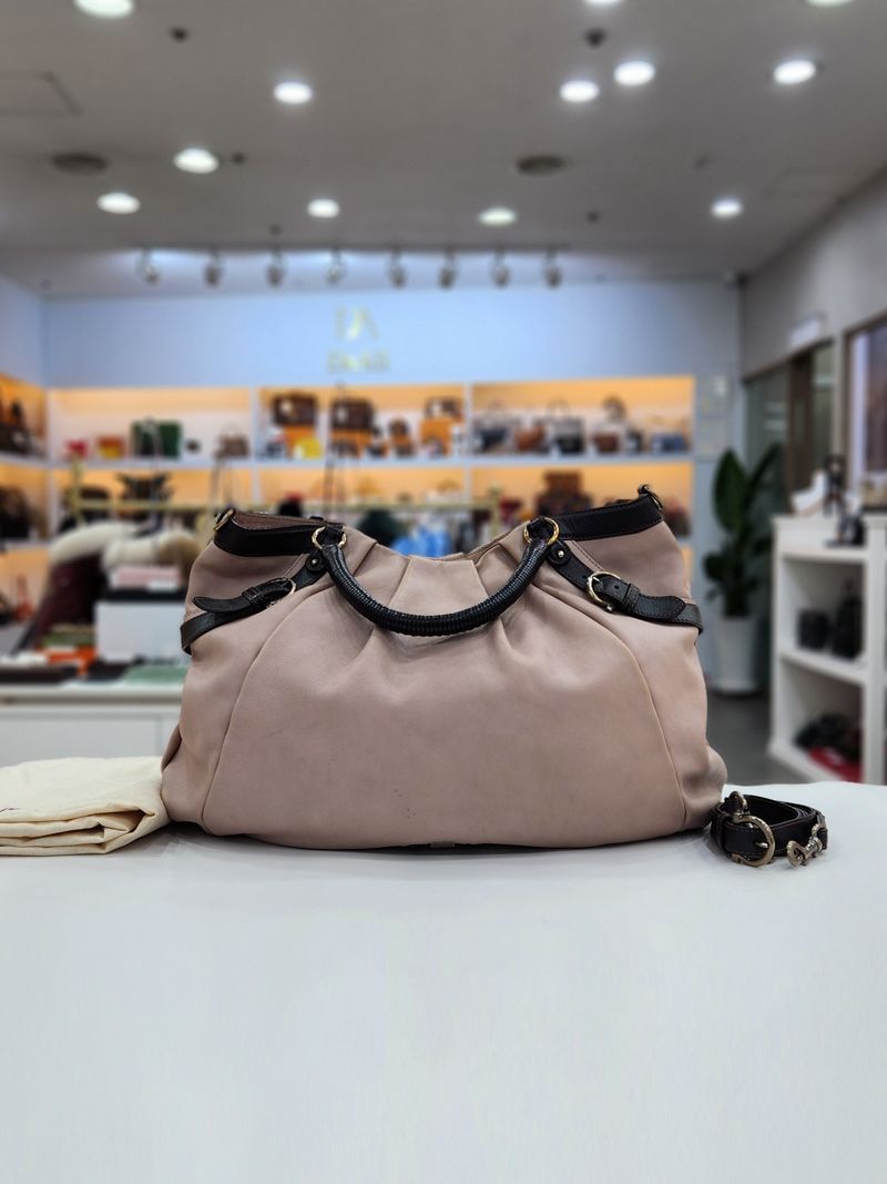Salvatore Ferragamo Beige Buckle Hobo Tote Bag by Ferragamo SKU123