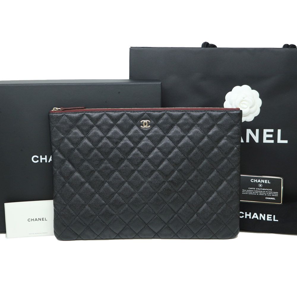 CHANEL Classic Caviar Large Gold Black Clutch [97 out of 100] - SKU