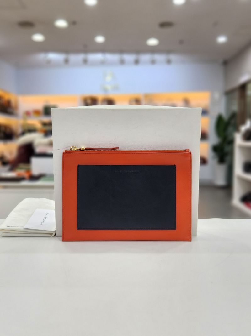 Balenciaga Orange Clutch Bag with Pocket - SKU