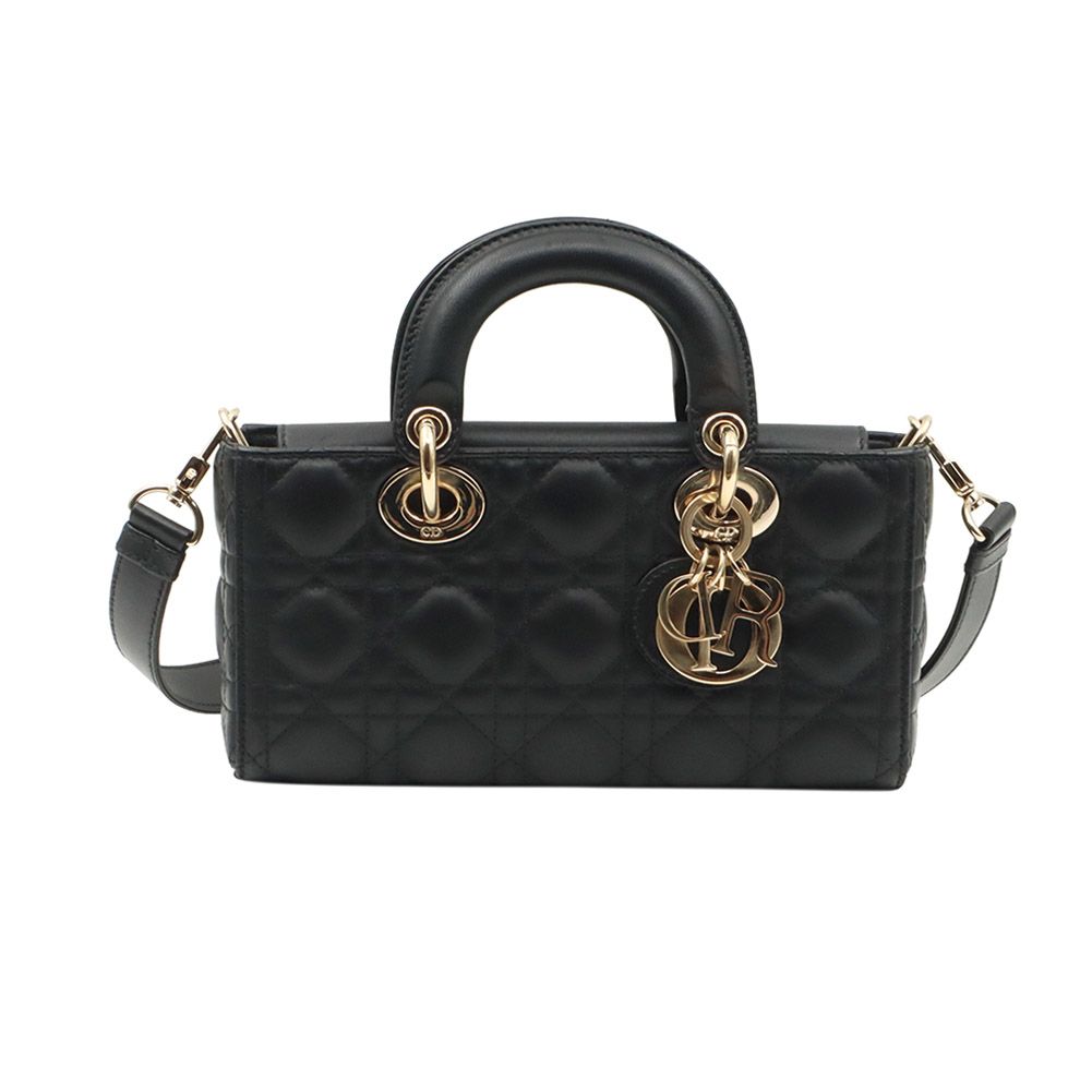 Dior Black Cannage Lambskin Gold Accent Lady D-Joy Small 2WAY Bag / M0613ONGE_M900