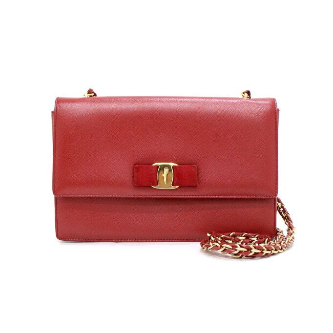 Salvatore Ferragamo Red Genie Gold Chain Shoulder Bag Crossbody - 21 E480 AA50403