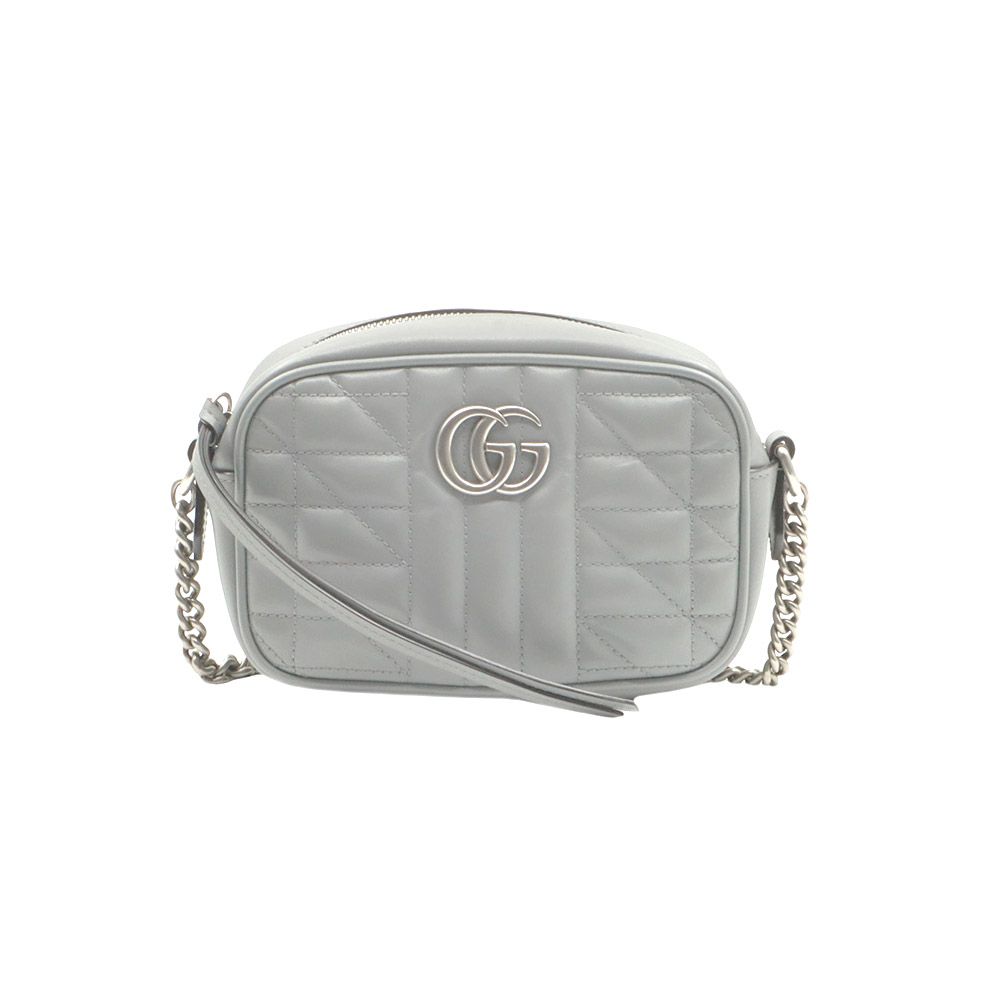 Gucci Gray Matelass GG Marmont Double G Mini Camera Crossbody / 634936