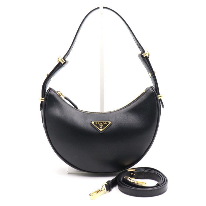Prada Triangular Logo Tote Bag with Shoulder Strap 1BC194 Black