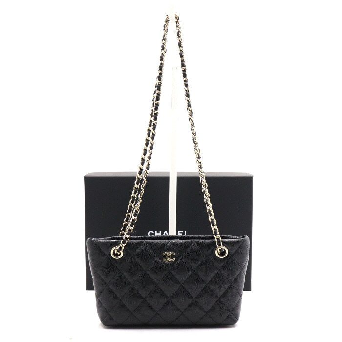 CHANEL Black Caviar Classic Gold Chain Shoulder Bag Crossbody Bag AP4423