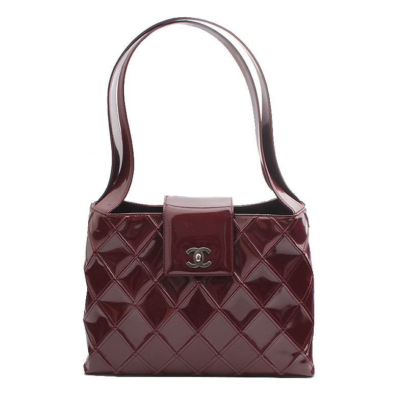 CHANEL Burgundy Quilted Shoulder Bag - Size 6