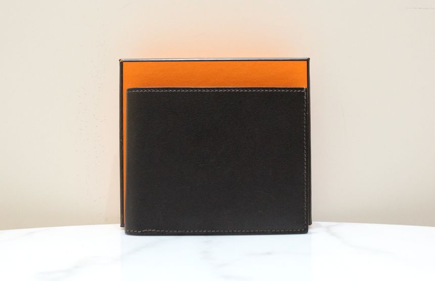 Hermes Cityzen Twill Compact Eben Wallet with Y Engraving A Grade SKU