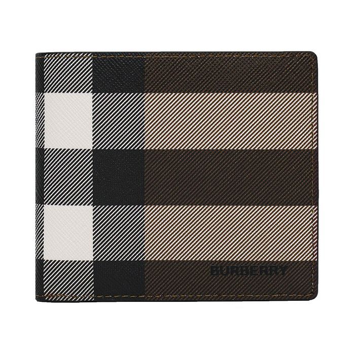 Burberry Checkered Leather Wallet Dark Brown 8052790