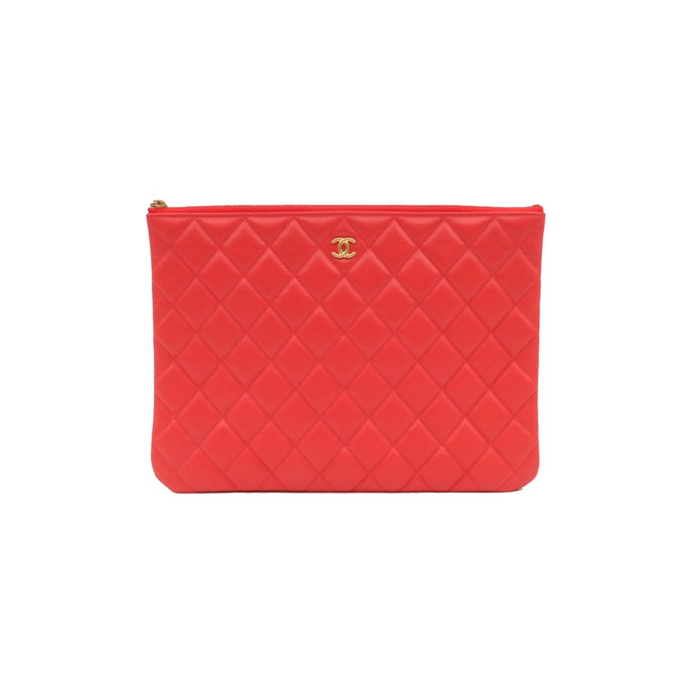 CHANEL Classic Calfskin Neudium Red Clutch (Size 27) / A82545