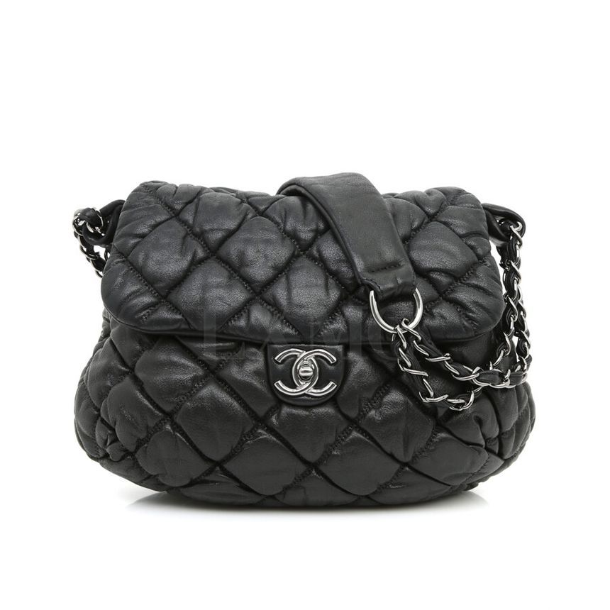 CHANEL Vintage Bubble Quilt Chain Shoulder Black Quilting Flap Bag - SKU