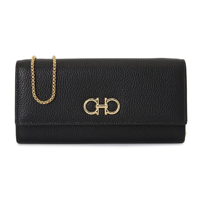 Salvatore Ferragamo Chain Long Wallet for Women 22 0636 NERO 0770374