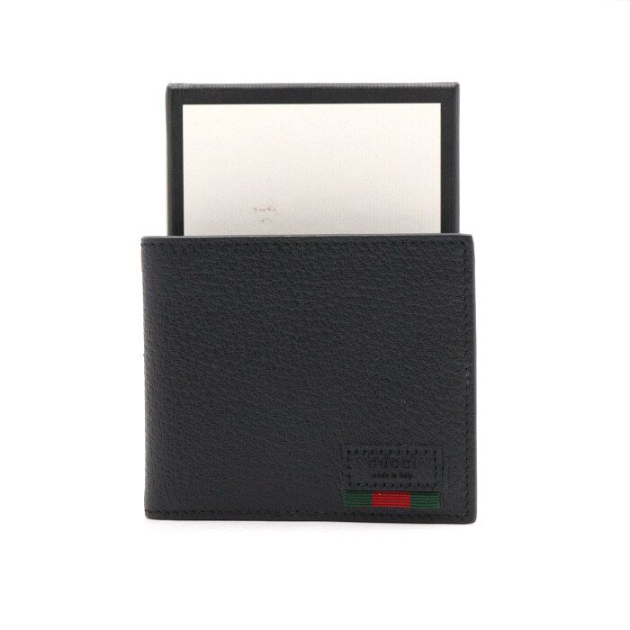 Gucci Black Leather Triple Stitch 8 Credit Card Men's Wallet 428749