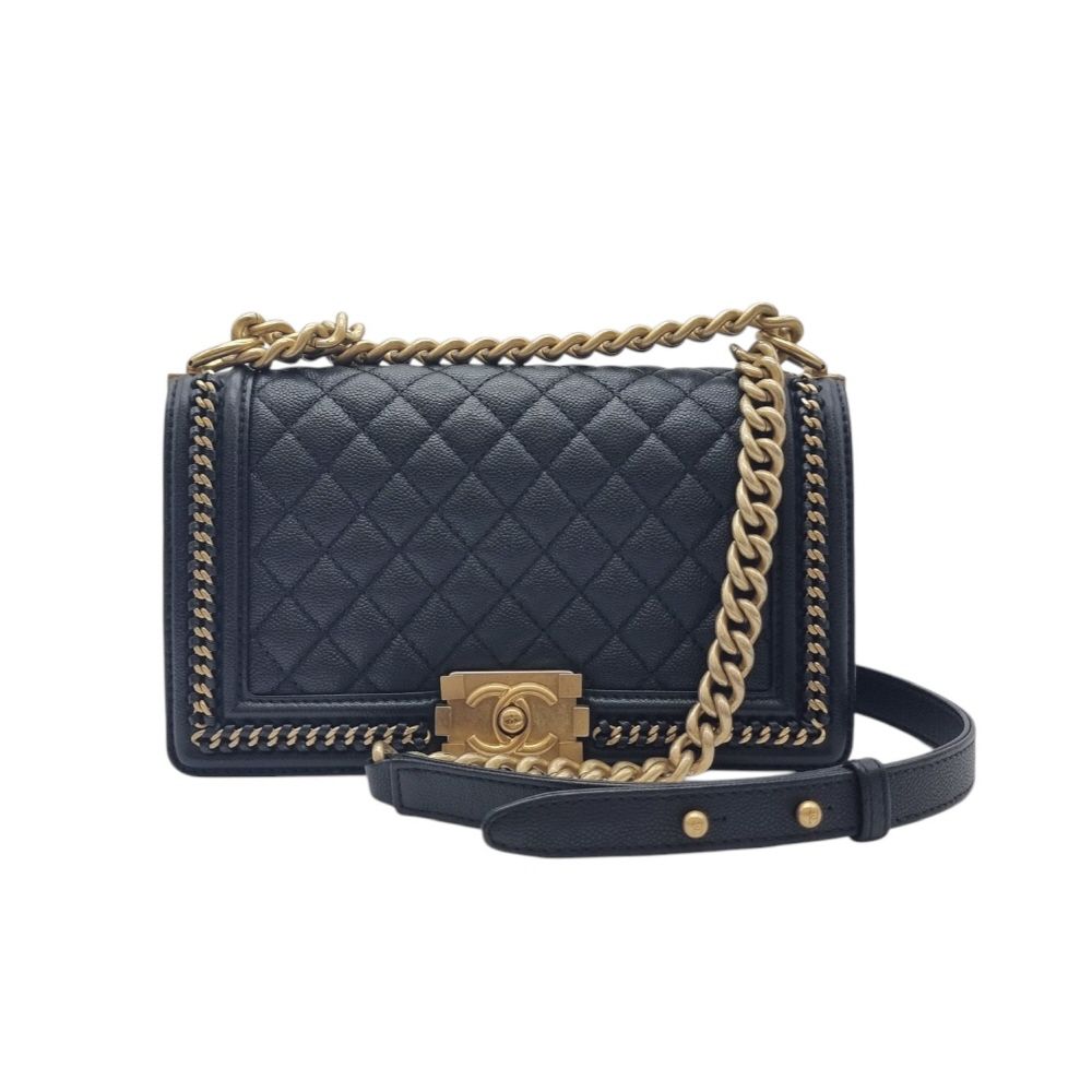 CHANEL Unused Caviar Boy Shoulder Bag CHB041438