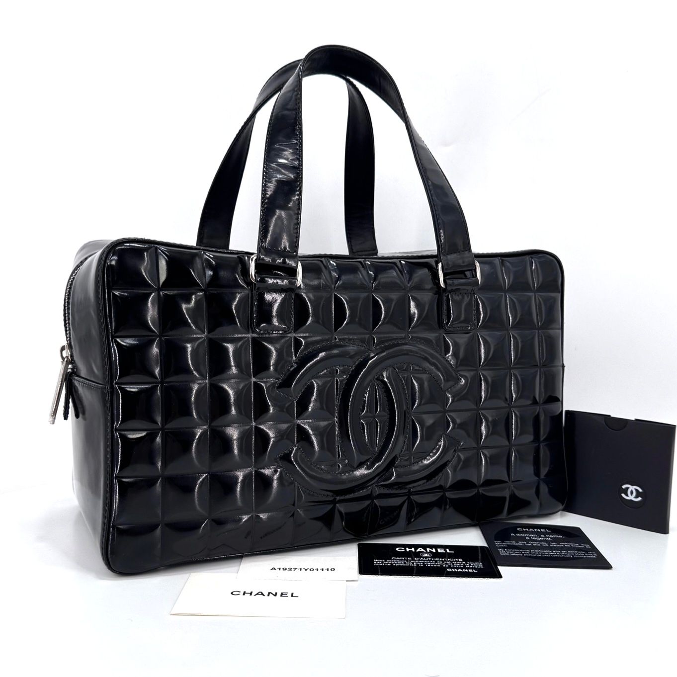 CHANEL Chocolate Padded Boston Handbag Black SKU123