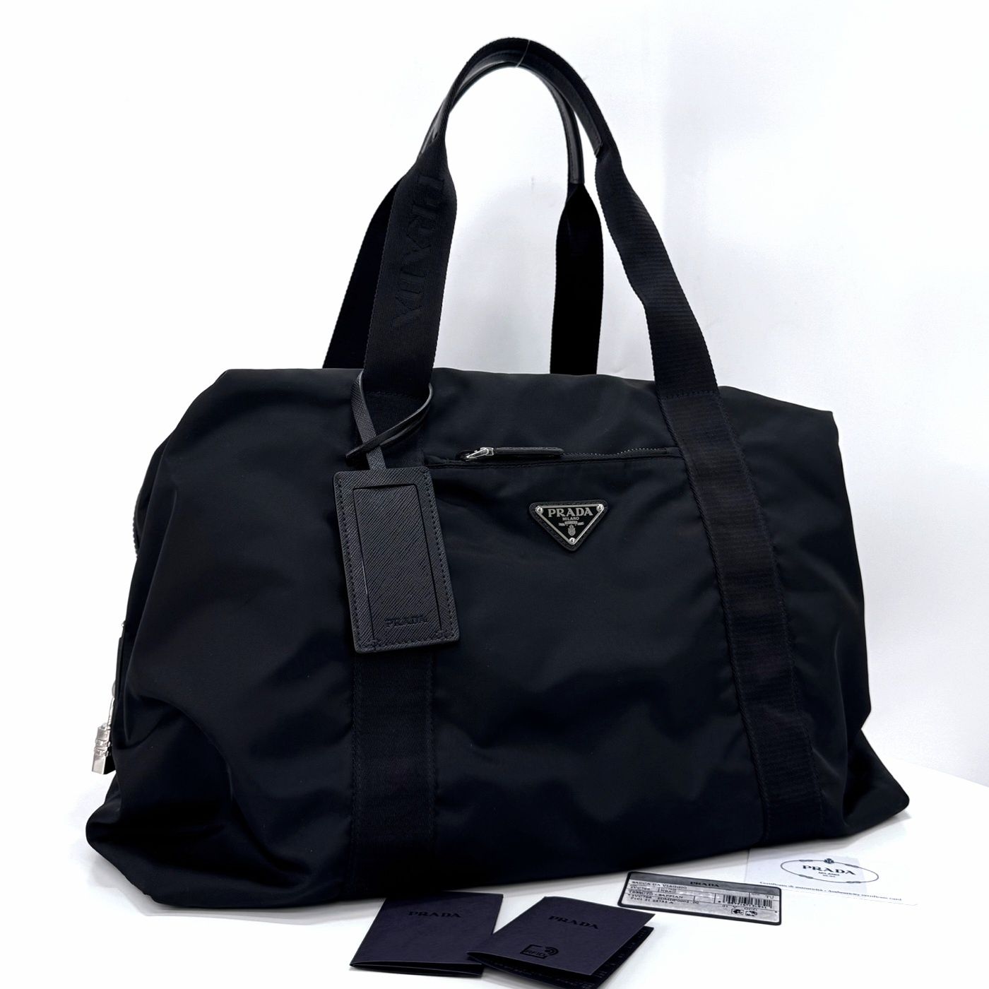 Prada Black Nylon Duffel Tote Bag (2VC796)