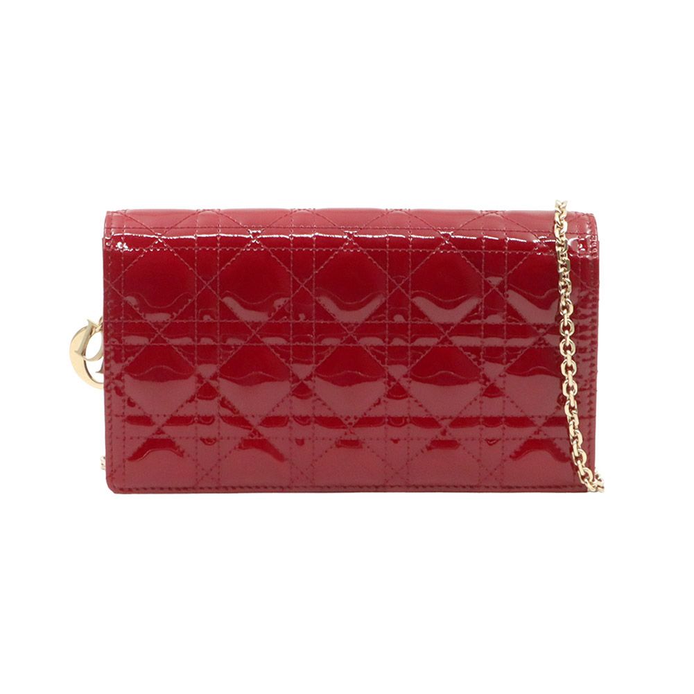 Dior Red Patent Cannage Lady WOC Clutch Crossbody / S0204OVRB_M323