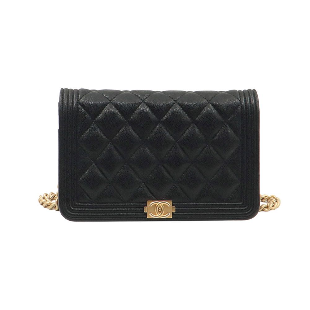 CHANEL Black Caviar Antique Gold Boy WOC Mini Crossbody (Size 27) / A81969