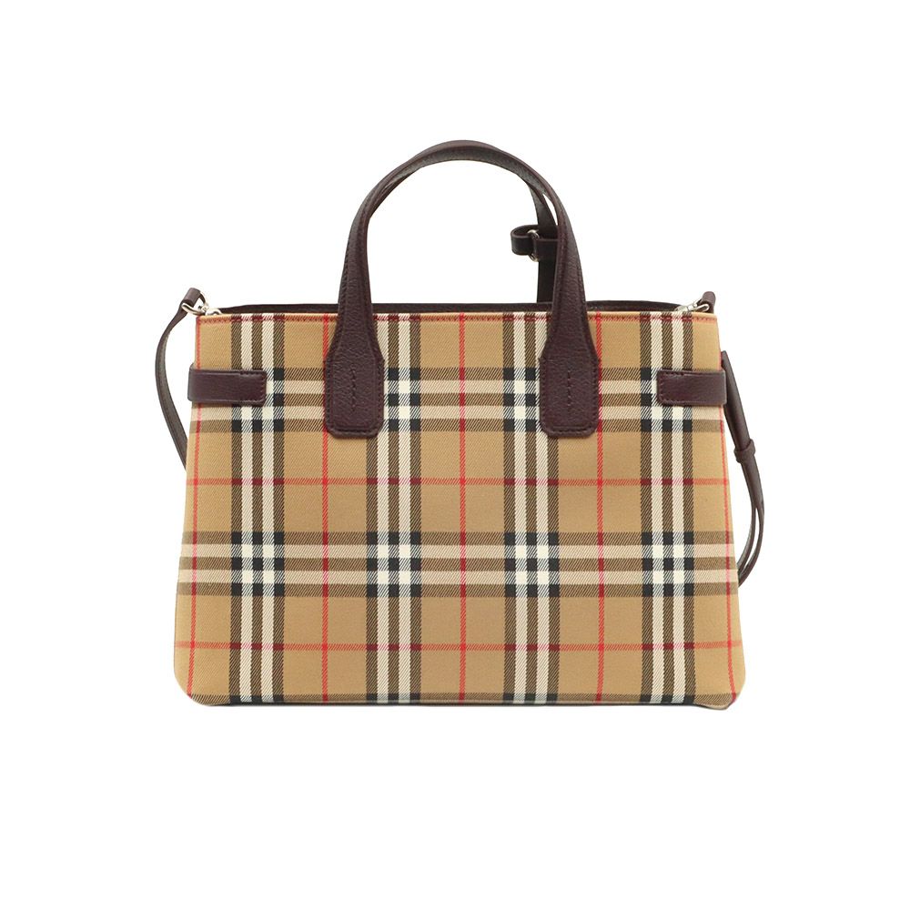 Burberry Vintage Check Burgundy Leather Trim Banner Medium 2WAY / 4076952
