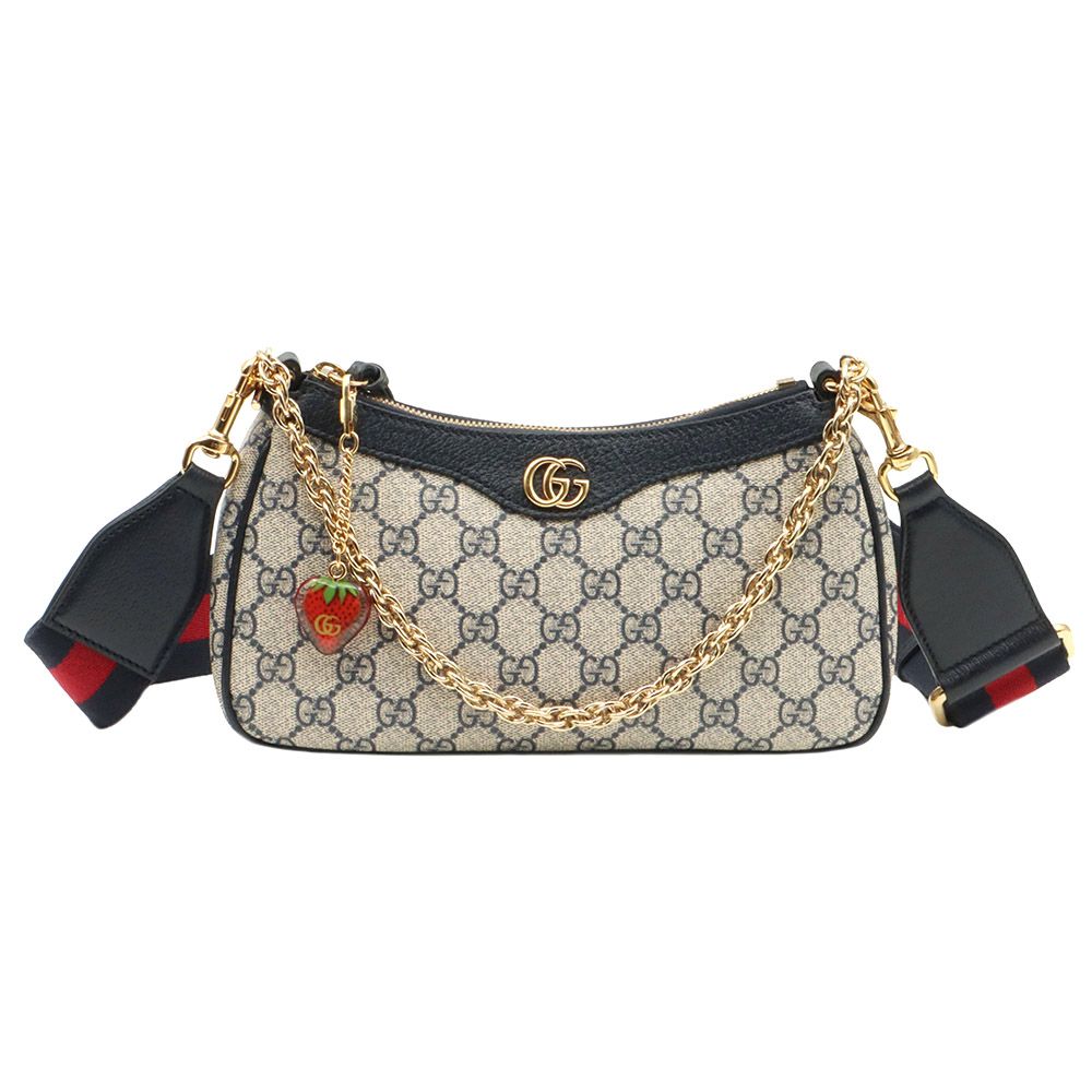 Gucci Beige Blue GG Supreme Canvas Ophidia Chain Small 2WAY / 735132