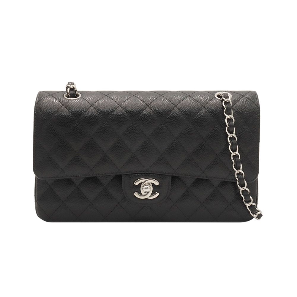 CHANEL Classic Medium Flap Shoulder Bag with Caviar Skin Chain / A01112