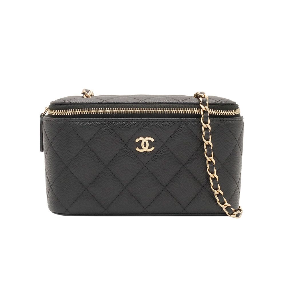 CHANEL Black Caviar Gold Cosmetic Vanity Mini Crossbody Bag (Size 29) / AP1341
