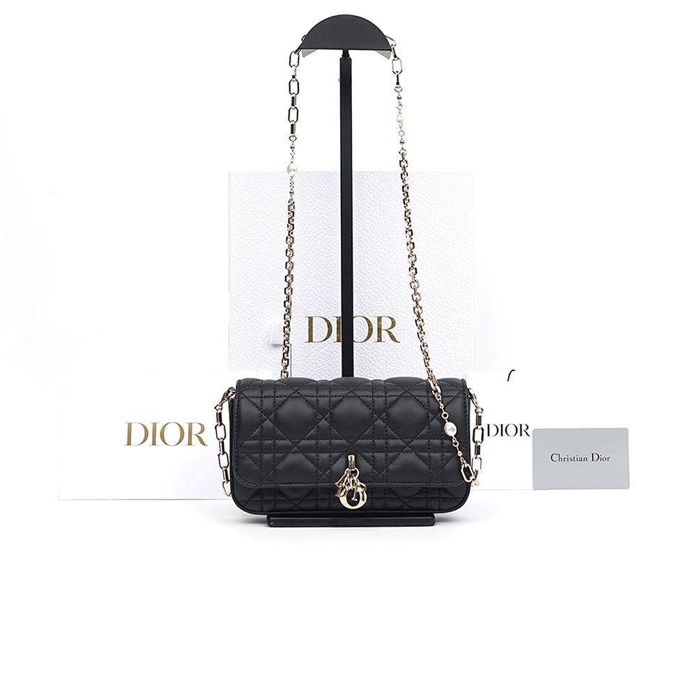 Dior Black Lambskin Phone Pouch Bag S0977ONMJ