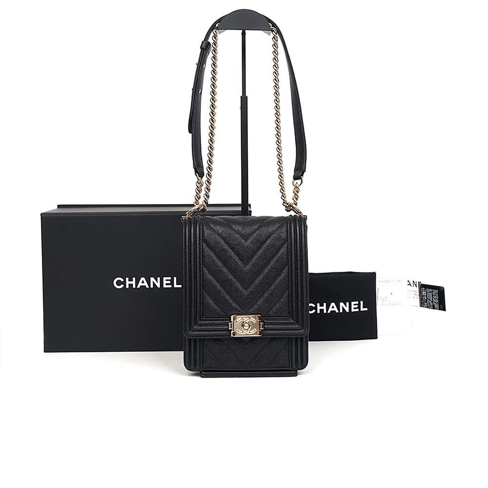 CHANEL Chevron Caviar Flap Satchel Bag Size 30 AS0130