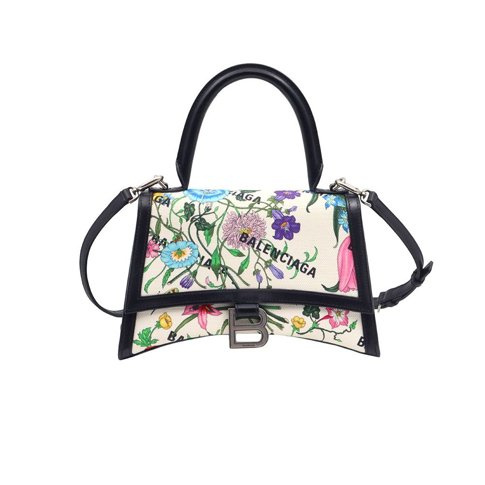 Gucci Black Leather Hacker Project Flora Small Hourglass 2WAY Bag / 681697
