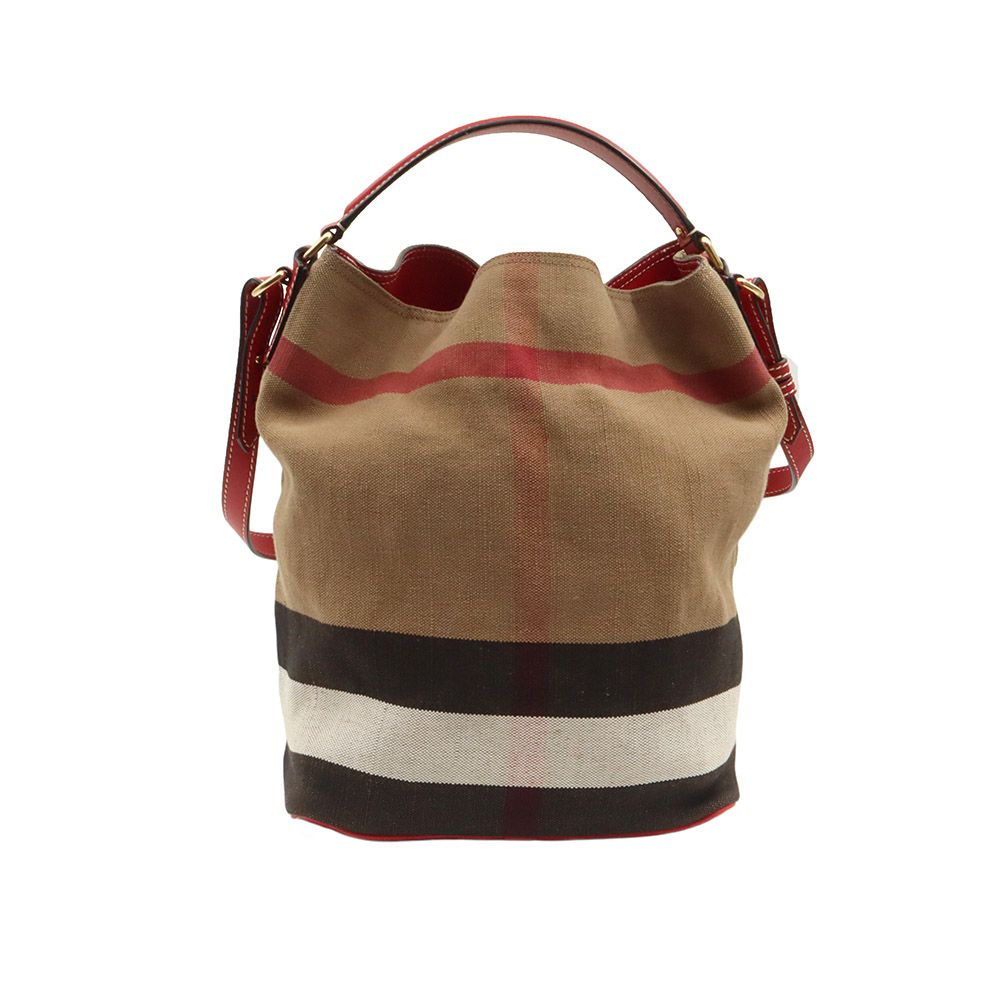 Burberry Red Leather Mega Check Susanna Medium 2WAY Handbag / 3855146