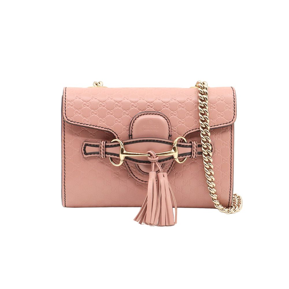 Gucci Pink Micro Sima Gold Horsebit Tassel Emily Mini Shoulder Bag / 449636
