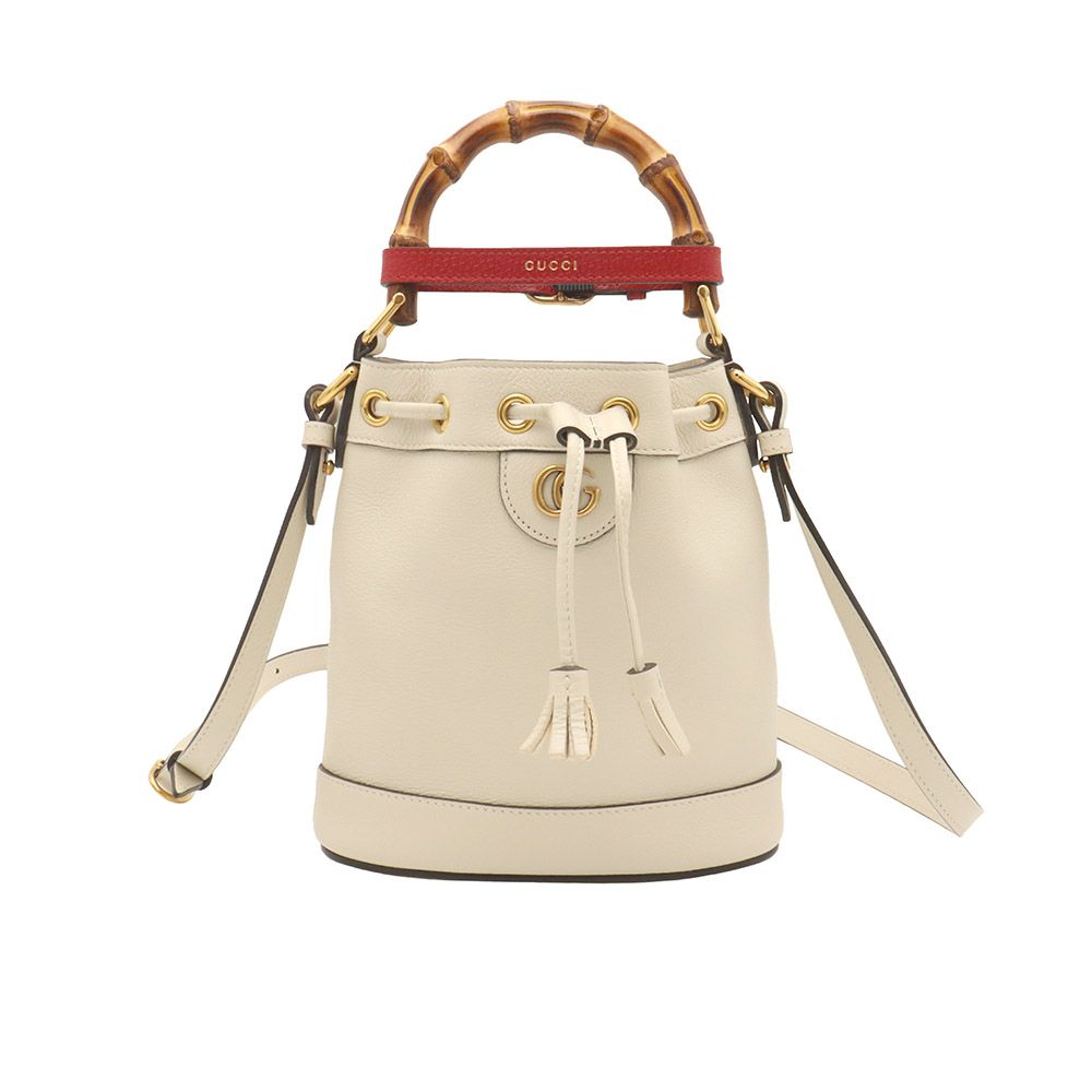 Gucci Ivory Diana Snake Leather Mini Bucket 2WAY / 724667