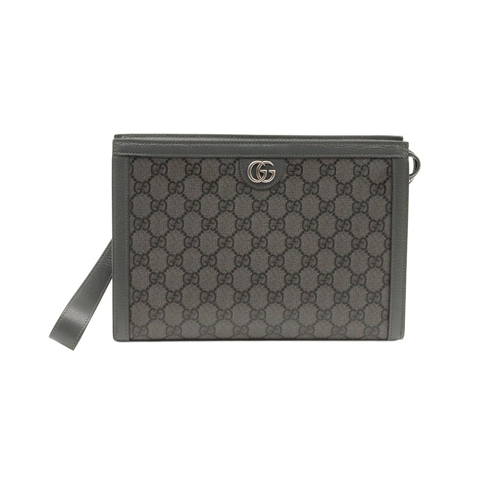 Gucci Gray GG Supreme Canvas Ophidia Strap Pouch Clutch / 760243