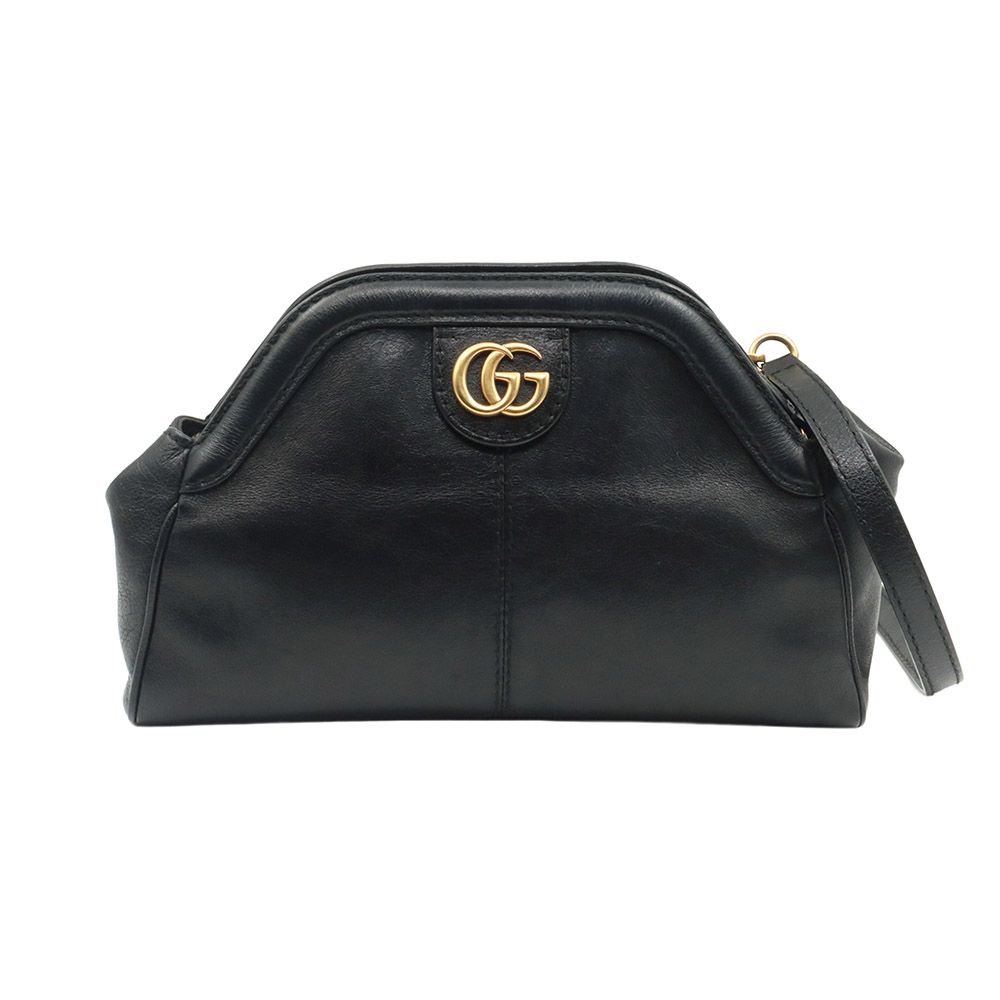 Gucci Black Leather Level GG Metal Small Crossbody Bag / 524620