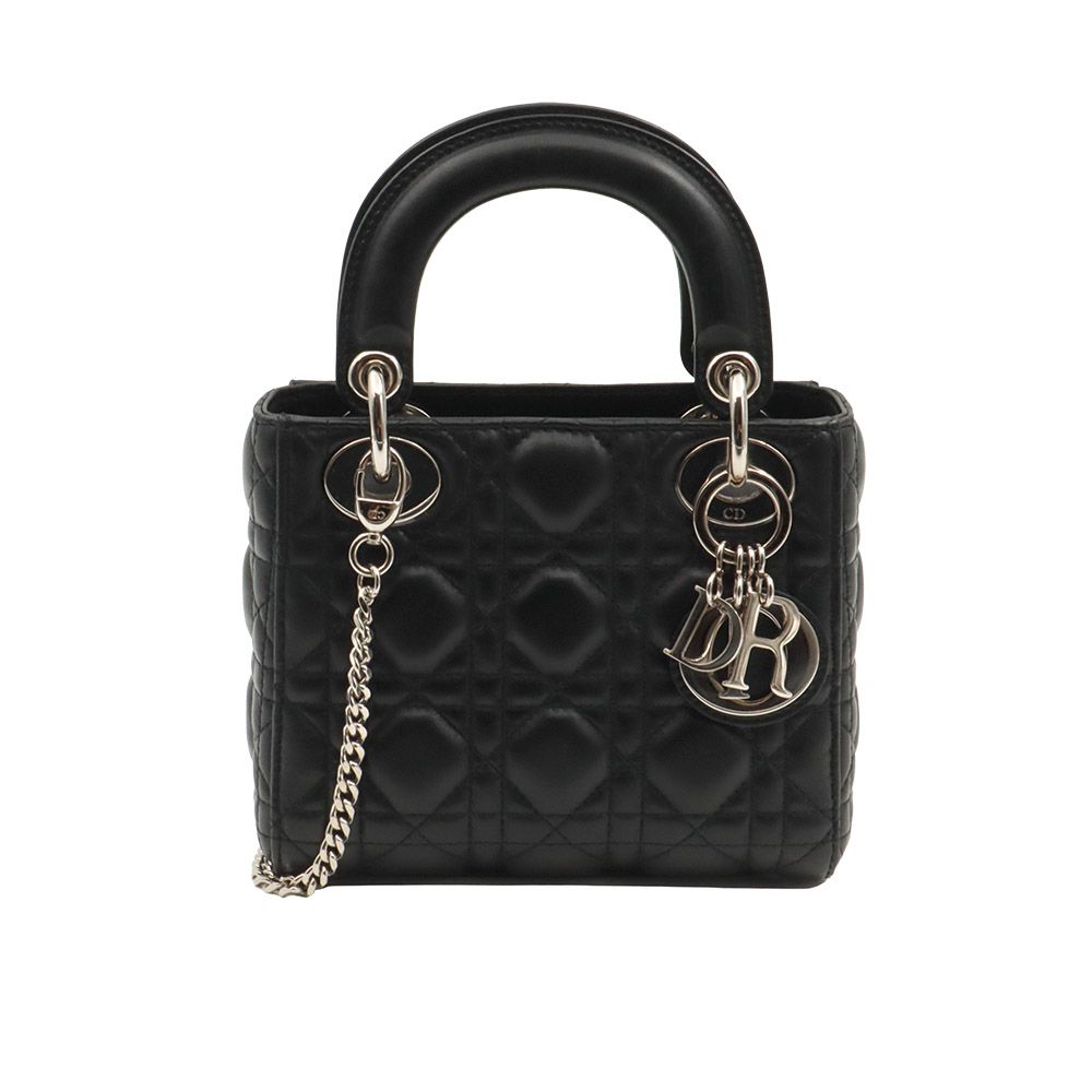 Dior Black Lambskin Lady Mini 2WAY Bag / M0505PCAL