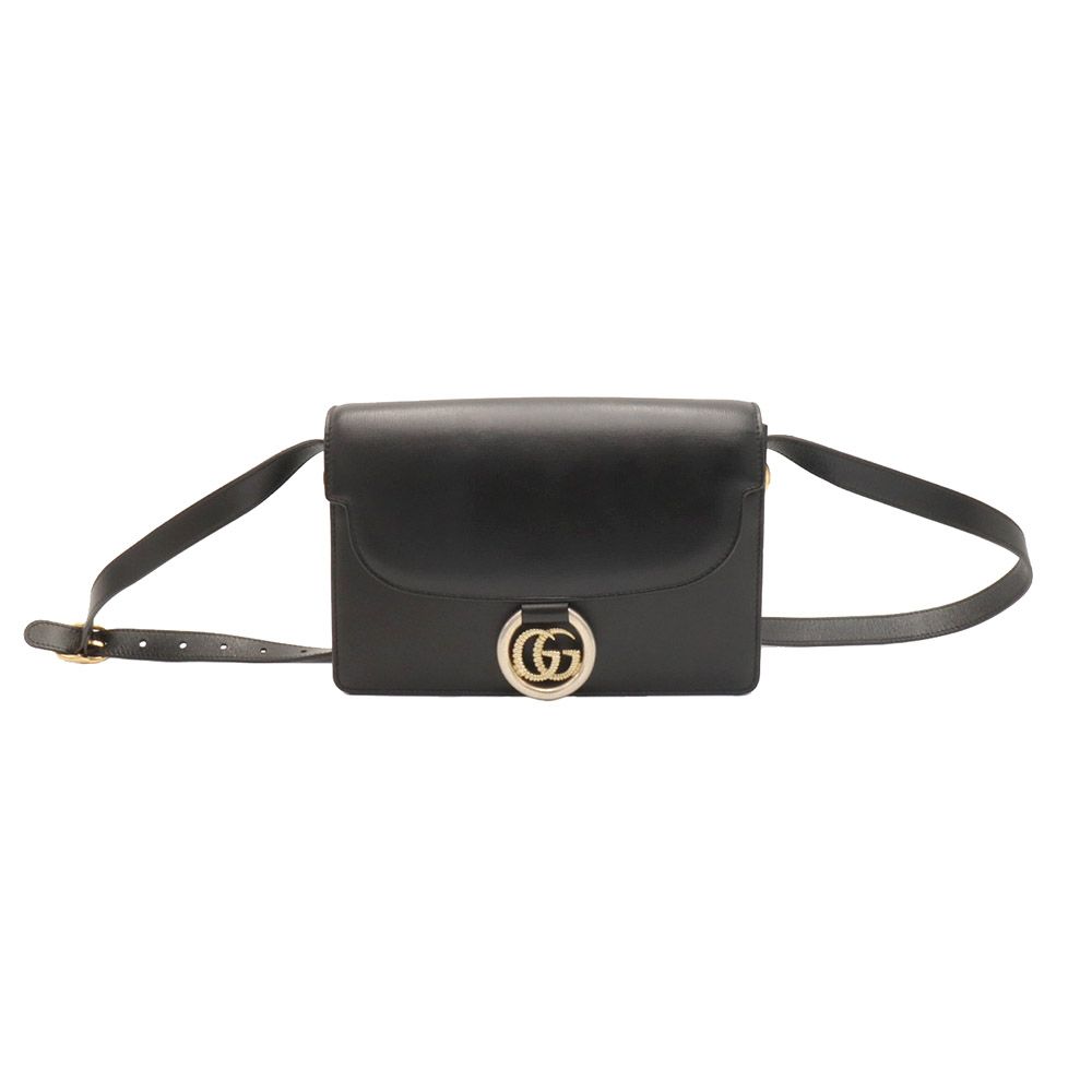 Gucci Black Thor Shoulder Bag with GG Ring Small / 589474