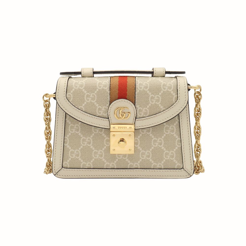 Gucci Beige GG Supreme Canvas Web Ophidia Top Handle Mini 2WAY / 696180