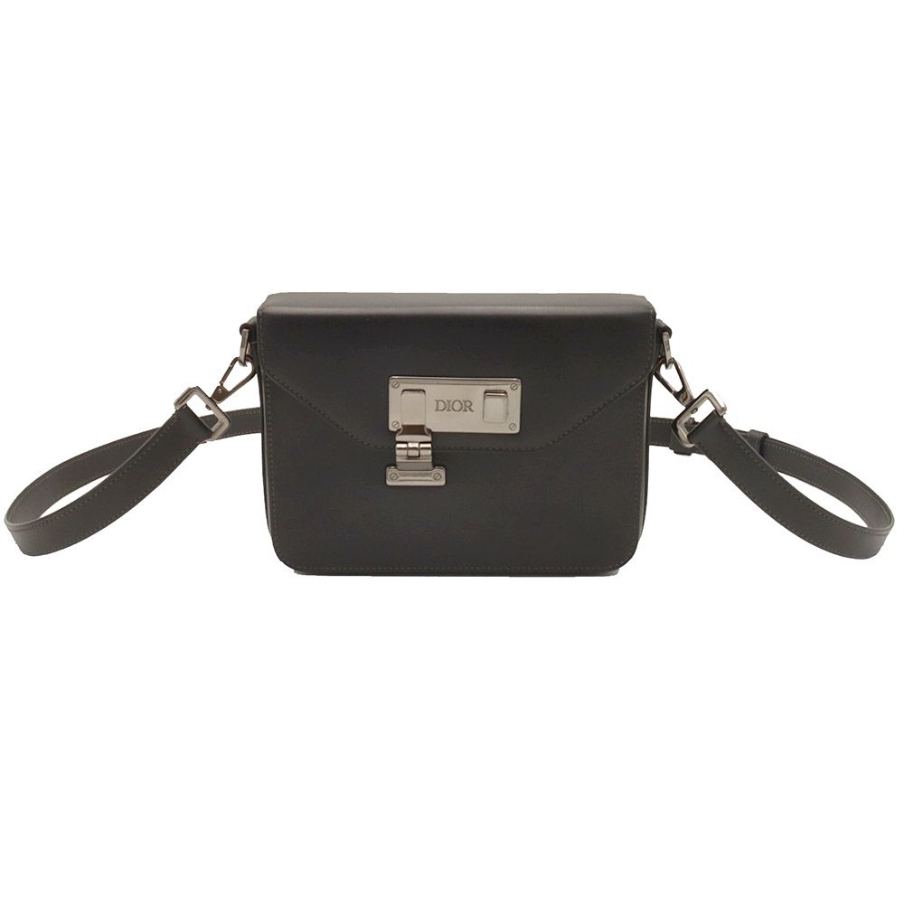 Dior Black Omme Leather Messenger Pouch Crossbody Bag / 1LXPO214UCC