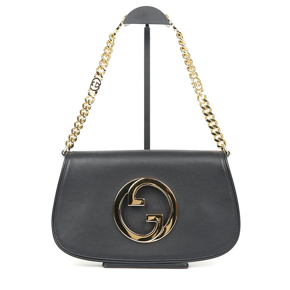 Gucci Black Calfskin Blondie Shoulder Bag with Gold Chain 699268