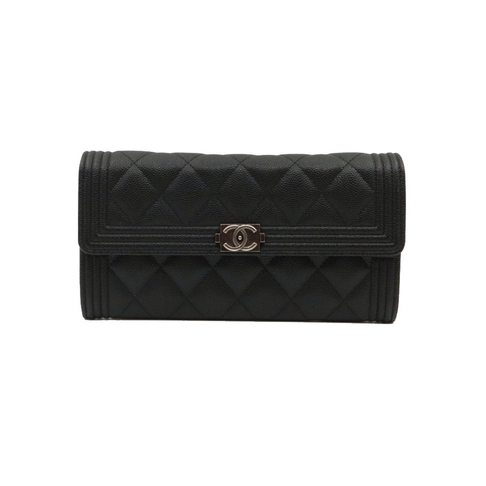 CHANEL Antique Boy Wallet with Caviar Leather (Size 31) / A80286