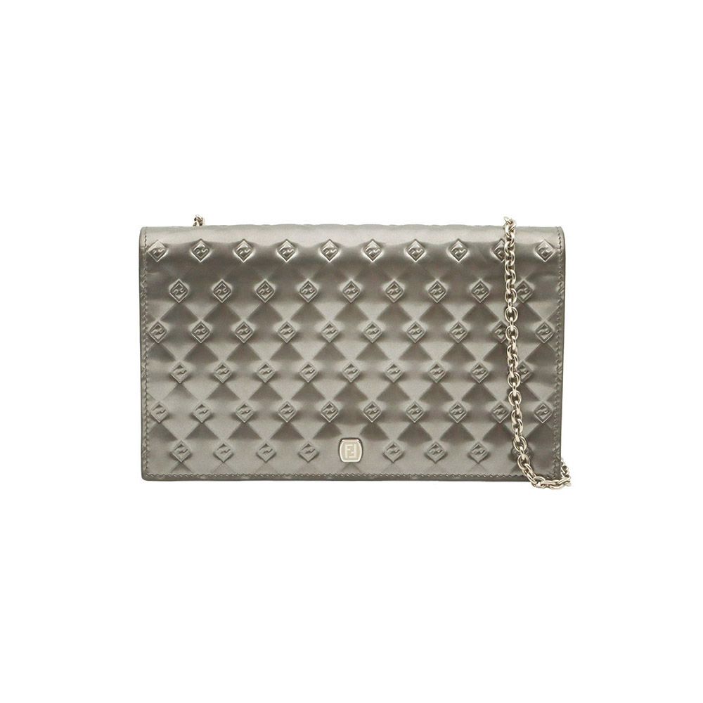 Fendi Gray Patent Leather Crossbody Small Bag / 8M0295