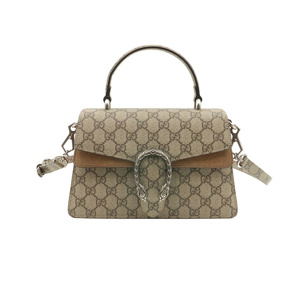 Gucci GG Supreme Canvas Beige Suede Dionysus Small Top Handle 2WAY / 739496