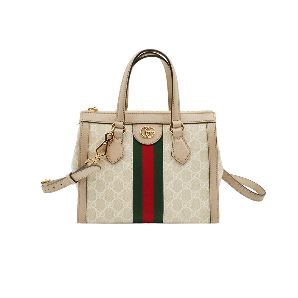 Gucci Beige White GG Supreme Canvas Web Detail Gold G Top Handle 2WAY Bag / 547551