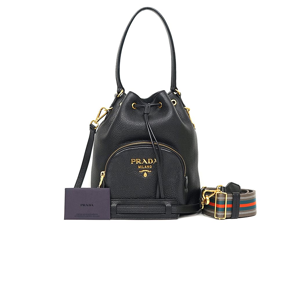 Prada Dynamo Leather Bucket Bag 1BE030