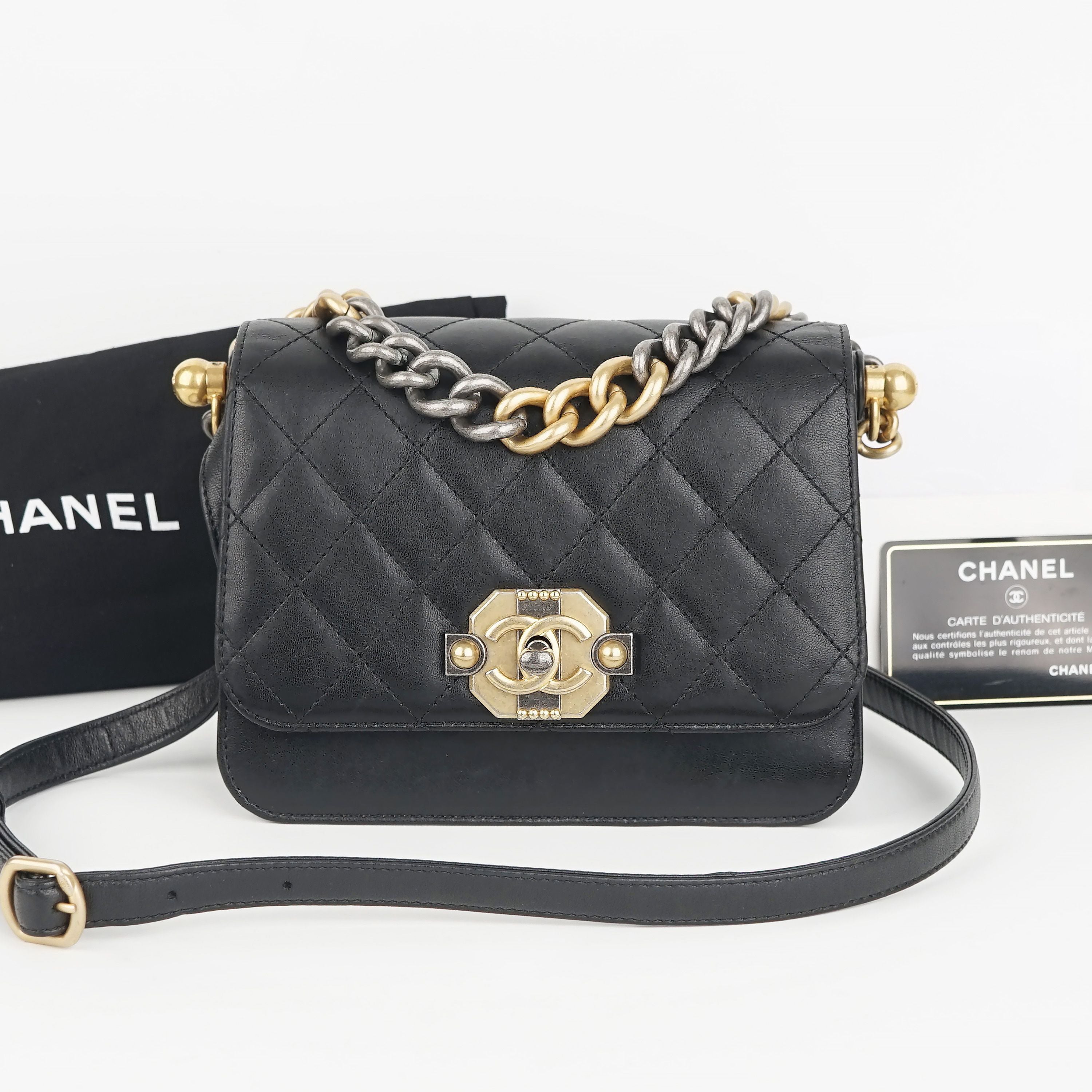 CHANEL Gold Metal Flap Bag Small 24 A91840