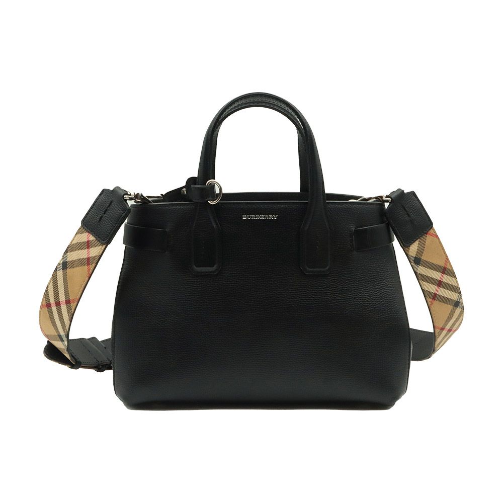 Burberry Black Leather Embossed Stud Banner Small 2WAY 4076748